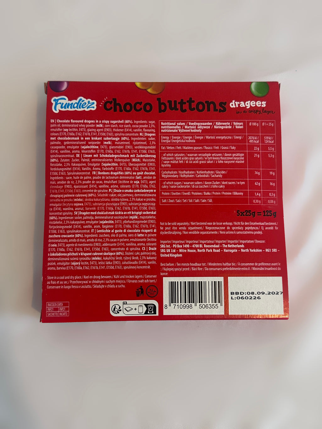 Choco button dragées multicolore