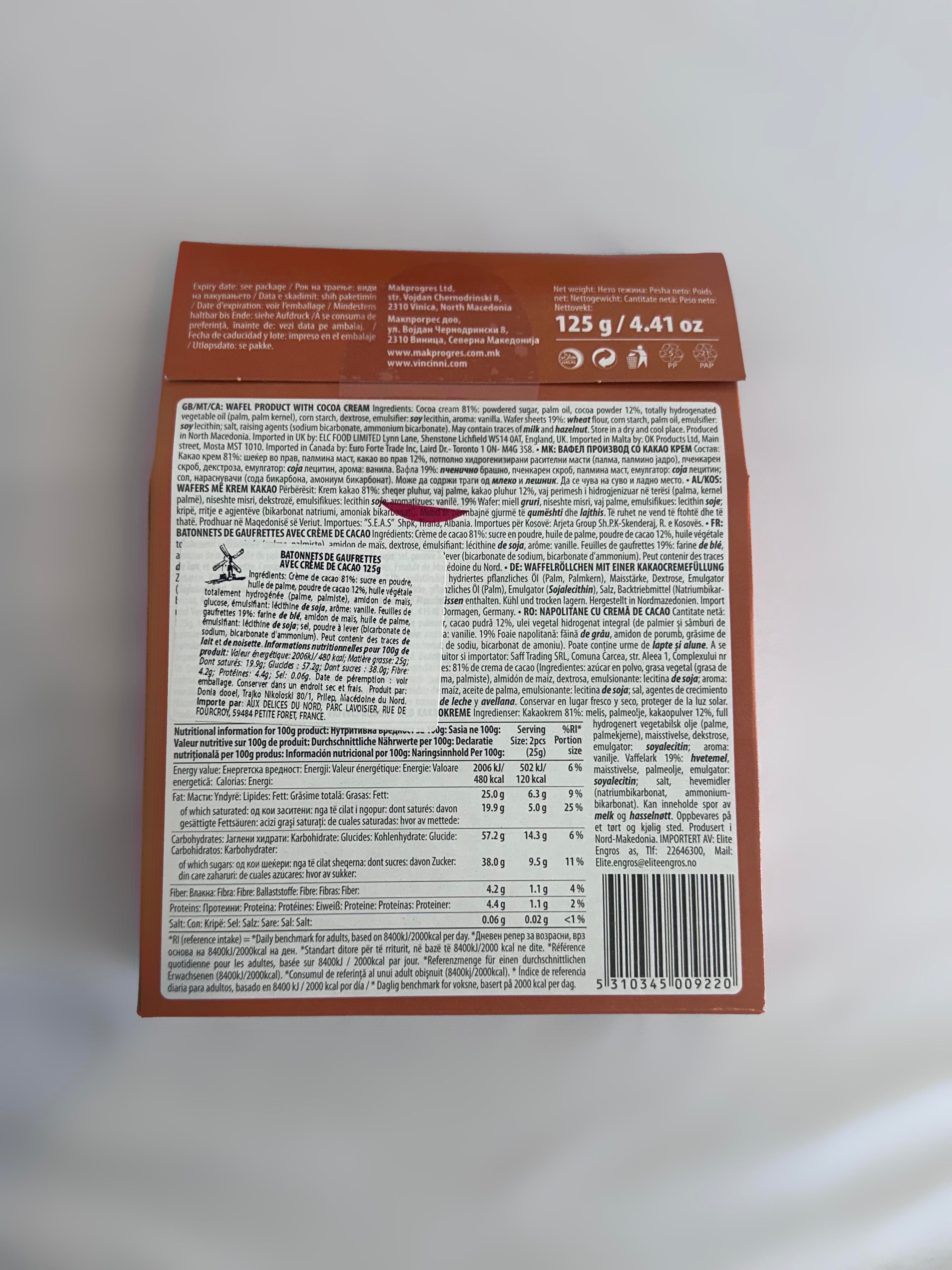 STIXIS bâtonnets fourrés au chocolat / cacao